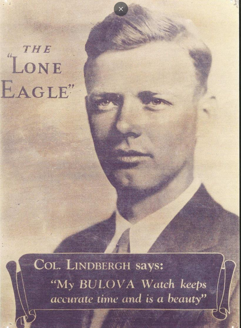 Col. Lindbergh — Lone Eagle Bulova endorsement poster, 1927